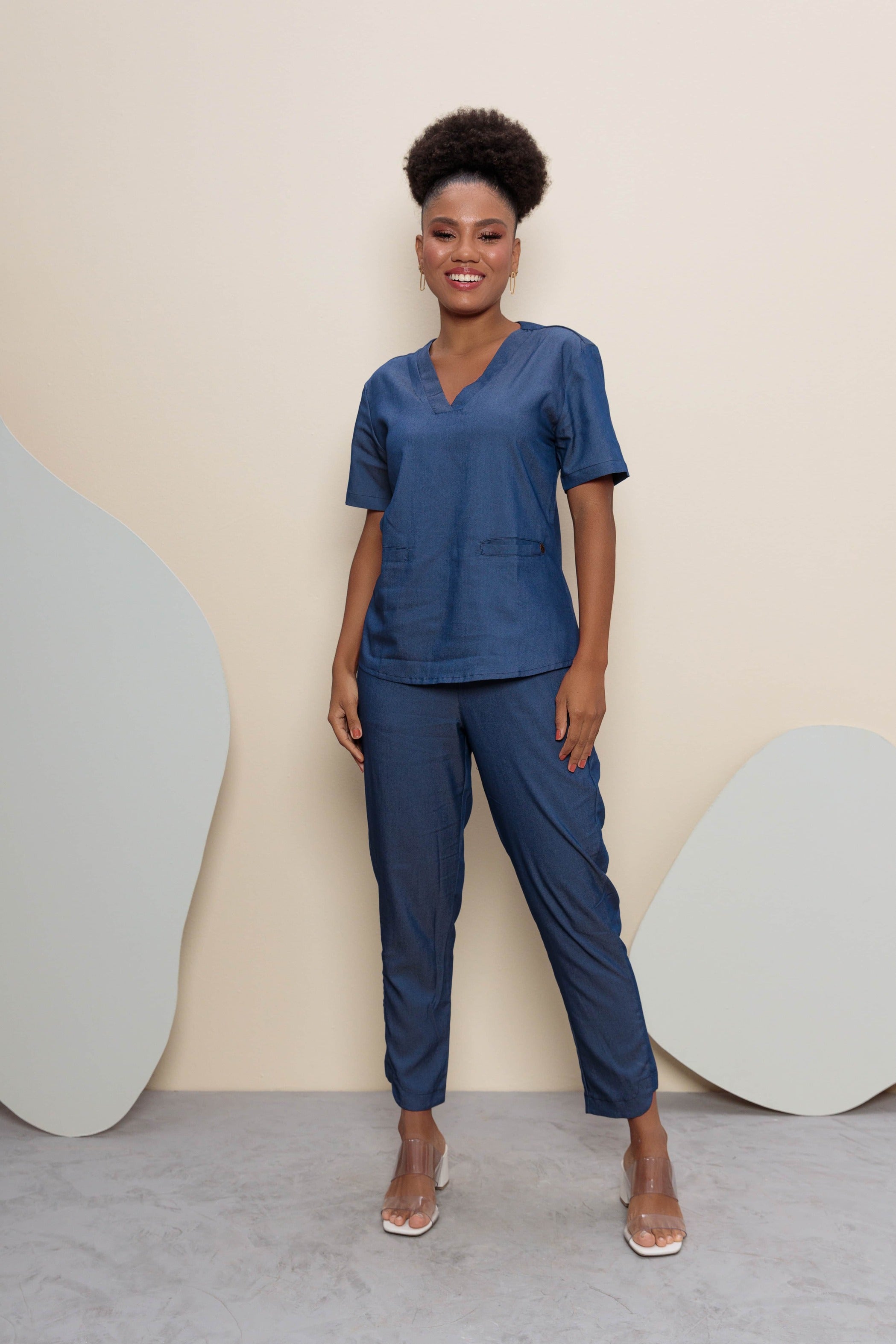 Scrub feminino Renata cor jeans azul - foto 1