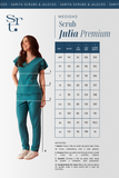Tabela de medidas do scrub feminino Julia Premium