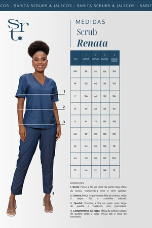 Scrub Feminino Renata -  Jeans Azul