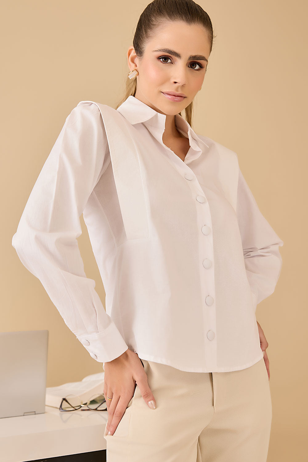 Camisa feminina Lígia cor branco - foto 1