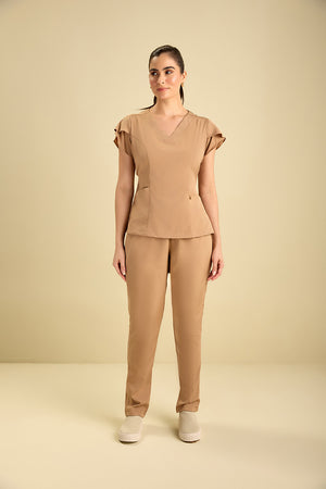 Scrub Feminino Julia  Premium - Caqui