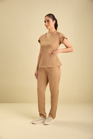 Scrub Feminino Julia  Premium - Caqui
