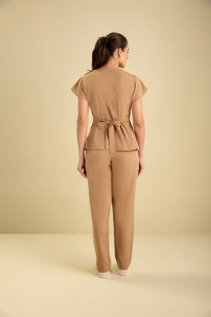 Scrub Feminino Julia  Premium - Caqui