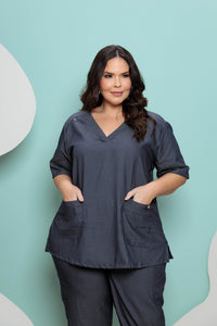 Scrub Feminino Lídia - Jeans Preto