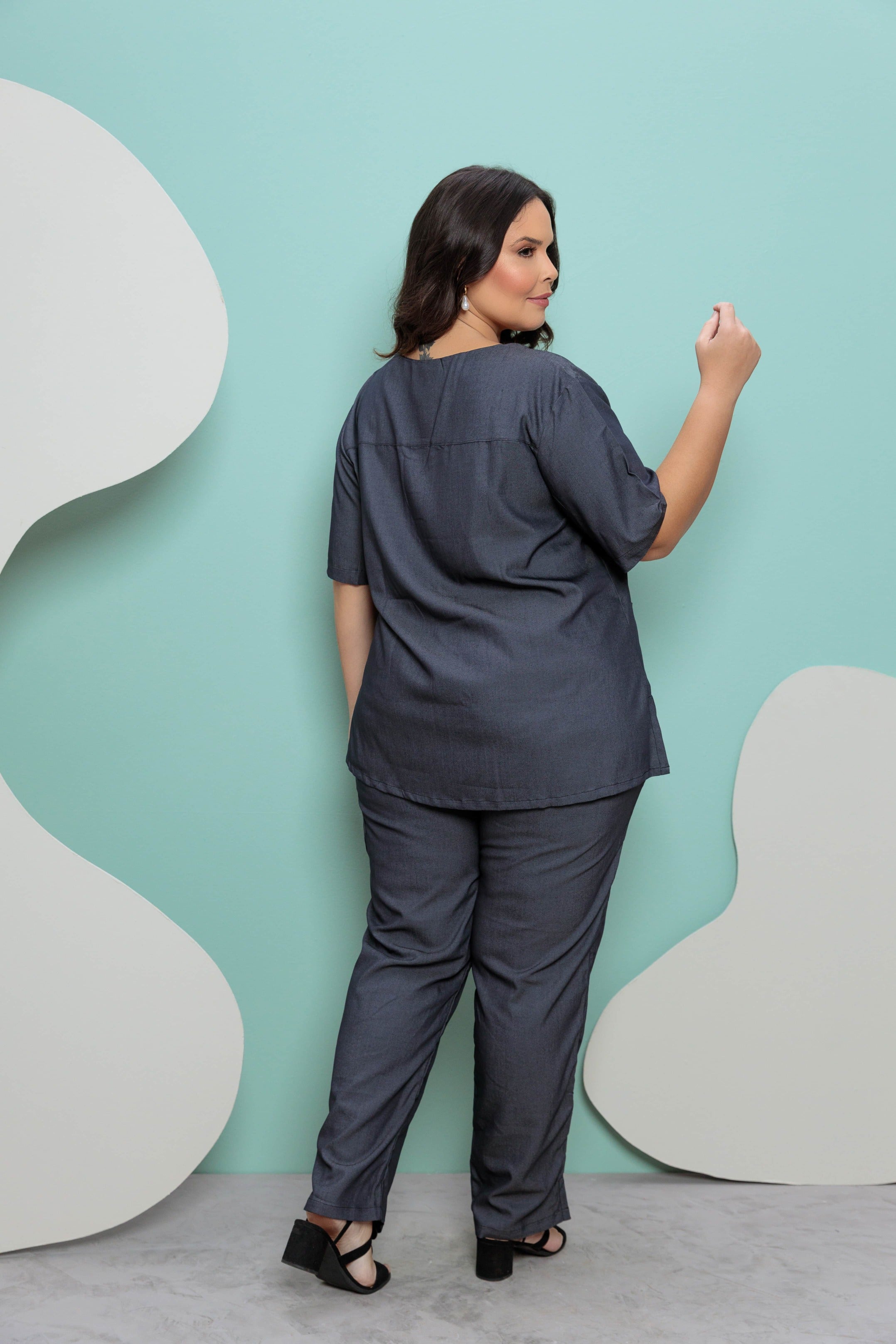 Scrub feminino Lídia cor jeans preto - foto 7