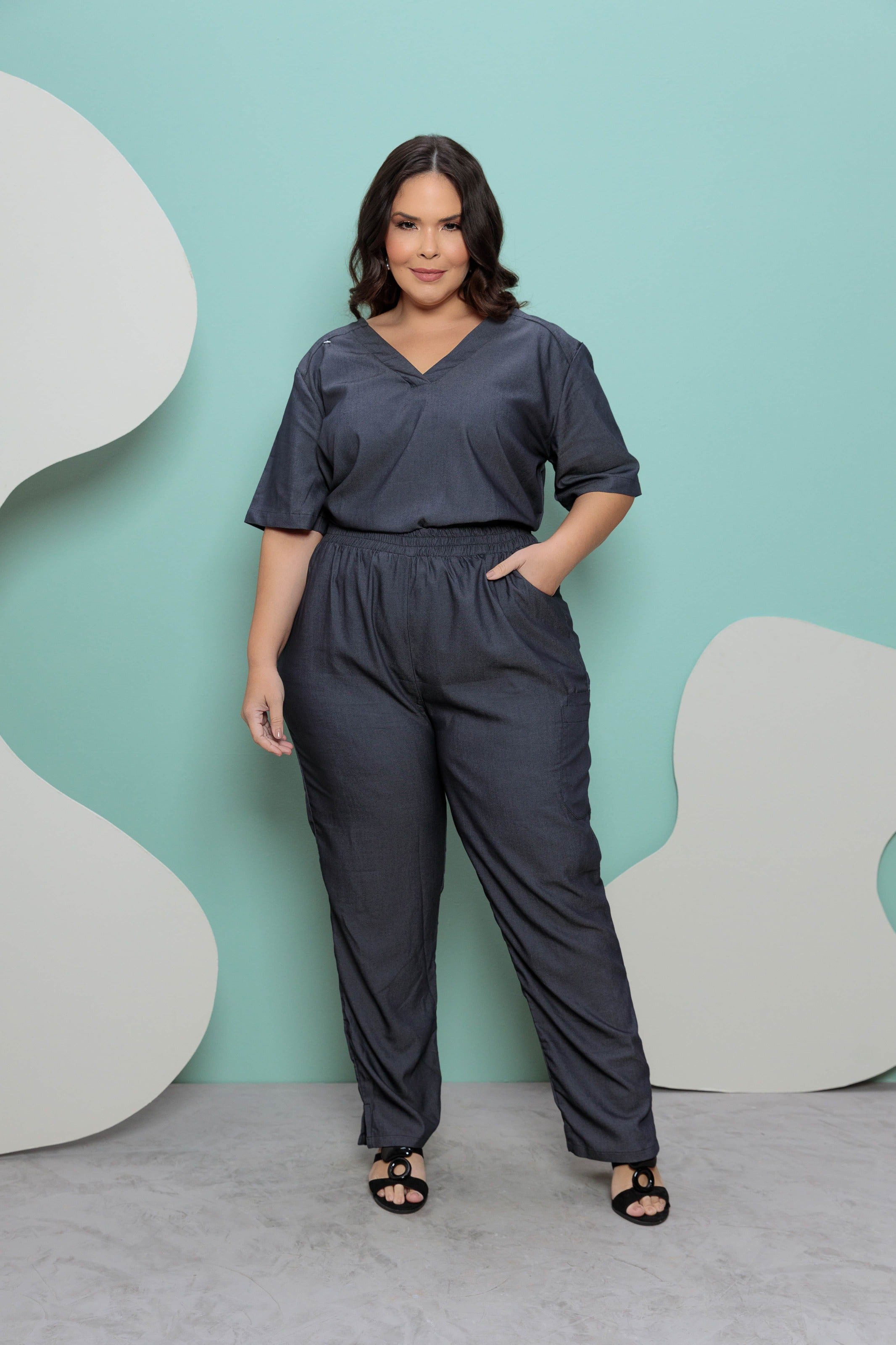 Scrub feminino Lídia cor jeans preto - foto 8