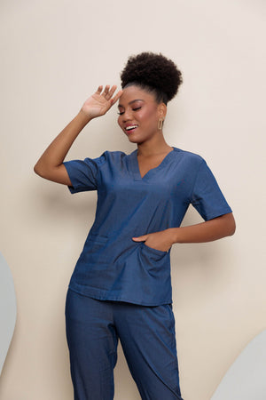 Scrub Feminino Renata -  Jeans Azul