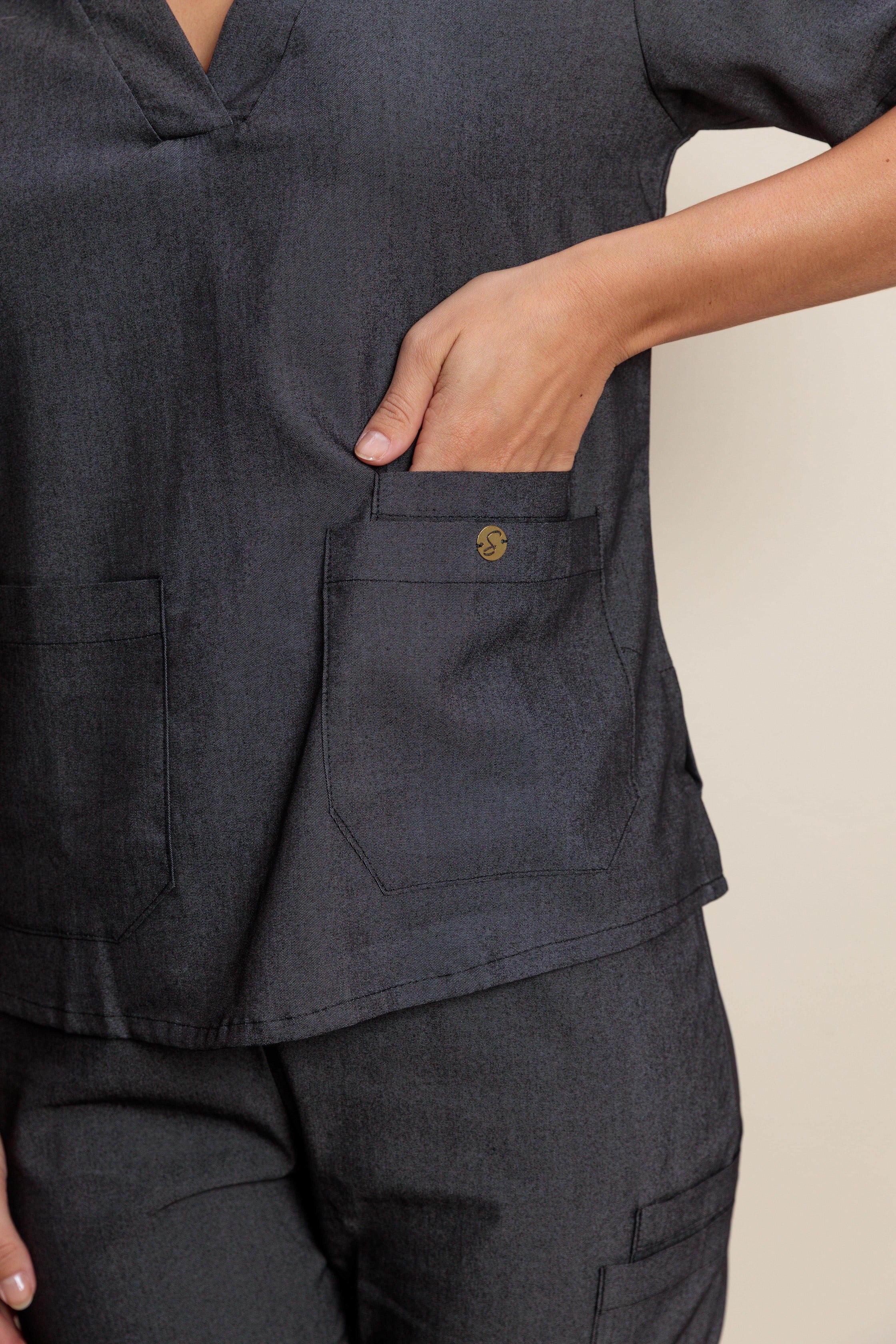 Scrub feminino Lídia cor jeans preto - foto 6